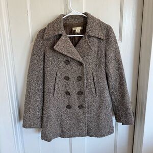J.Crew taupe tweed wool blend peacoat size small.